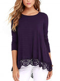 Women's Solid Color Crew Neck Long Sleeve T-Shirt Pullover Blouse Tops Tunic Tee