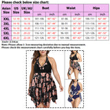 Women Plus Size Floral Swimdress Swimming Costumes Two Piece Swimwear Swimsuit for Ladies, Halterneck Bathing Suit Beachwear Push Up Padded Bra Backless Tummy Control