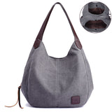 Women Fashion Tote Shoulder Bag Casual Canvas Handbag Retro Tote Purse Messenger Bag Large Capacity Travel School Bag
