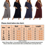 Lumento Women Pajamas Zipper Front Nightgown Full Length Lounge Dress with Pockets