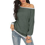 Women's Solid Scoop Neck T-shirt Autumn Long Sleeve Blouse Pullover Casual Tops