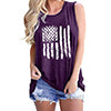 Women's Round Neck Sleeveless Loose Tank National Flag Printed Pullover Summer