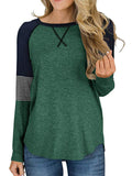 Women Loose T-shirt Long Sleeve Casual Sweatshirt Tops Stitching Blouse Pullover