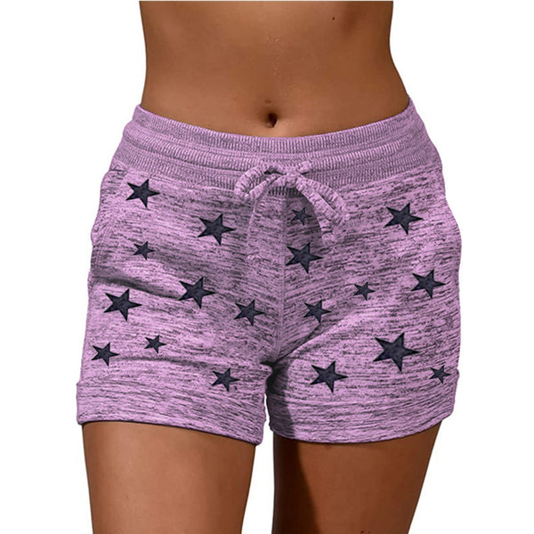 Women Yoga Shorts Elastic Waist Summer Beach Casual Drawstring Fitness Hot Pants