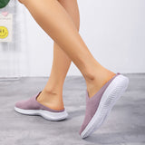 Women Flying Weaving Slippers Mules Slip On Round Toe Casual Athletic Shoes Flat