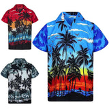 Men Short Sleeve Hawaiian Dress Shirt Summer Casual Beach Holiday Party Tops Tee