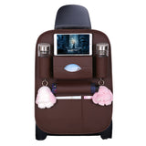 Car Backseat Organizer with Tablet Holder，9 Storage Pockets PU Leather Car Storage Organizer with Foldable Table Tray Car Seat Back Protectors Kick Mats Travel Accessories