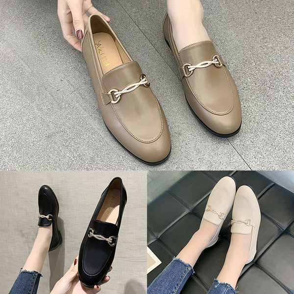 Women's Loafers Buckle Decor Pumps Boat Slip On Flats Work School Comfy Shoes