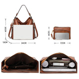 2 Pcs Tote Bags Shoulder Handbags & Purse Wallet for Women, Retro Oil Wax Leather Tote Satchel Bag Crossbody Bags