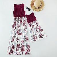 Parent-Child Outfit Long Dress Flowers Stitching Tops Flowers Fashion Maxi Dress