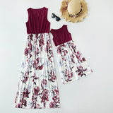 Parent-Child Outfit Long Dress Flowers Stitching Tops Flowers Fashion Maxi Dress