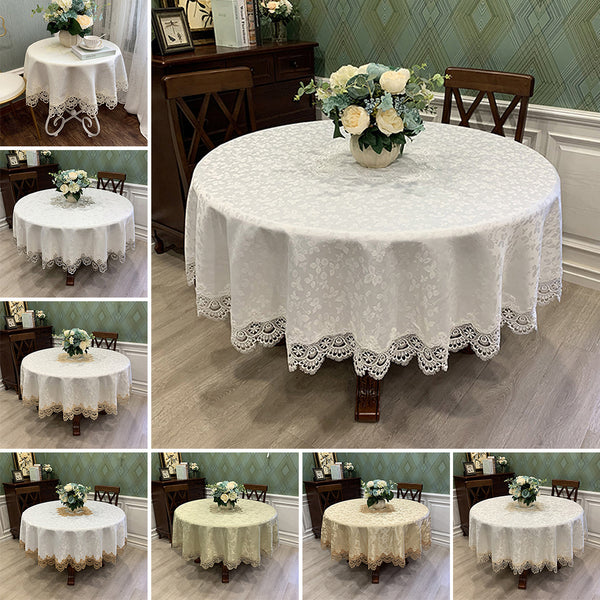 European Style Floral Round Tablecloth Elegant Table Cloth Cover Wedding Decor