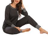 Women's Pajama Set Sleepshirt Long Sleeve Tops Pants Trousers Nightwear Homewear