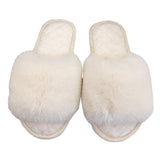 Women's Casual Slide Open Toe Slippers Flat Fuzzy Fluffy Fur Slip On House Shoes