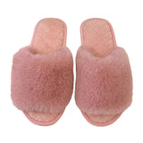 Women's Casual Slide Open Toe Slippers Flat Fuzzy Fluffy Fur Slip On House Shoes