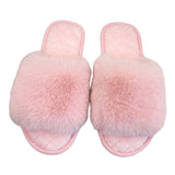 Women's Casual Slide Open Toe Slippers Flat Fuzzy Fluffy Fur Slip On House Shoes