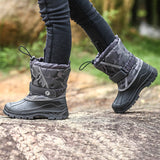 Kids Boys Girls Round Toe Winter Snow Boots Ankle Waterproof Warm Anti Ski Boots