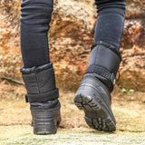 Kids Boys Girls Round Toe Winter Snow Boots Ankle Waterproof Warm Anti Ski Boots