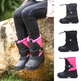 Kids Boys Girls Round Toe Winter Snow Boots Ankle Waterproof Warm Anti Ski Boots