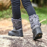 Kids Boys Girls Round Toe Winter Snow Boots Ankle Waterproof Warm Anti Ski Boots