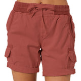 Women's Cotton Linen Wide Leg Cargo Shorts Casual Multi Pockets Loose Fit Shorts