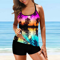 S-XL Women 2 Piece Tankini Swimsuit Set With Push Up Bra Padded Swimwear Beachwear Bathing Suit With High Waist Boyshorts