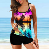 S-XL Women 2 Piece Tankini Swimsuit Set With Push Up Bra Padded Swimwear Beachwear Bathing Suit With High Waist Boyshorts