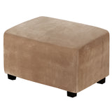 Dustproof Stretch Velvet Ottoman Slipcover Elastic Rectangle Footstools Covers Removable Soft Foot Stool Furniture Protector for Living Room, Bedroom
