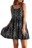 Women Summer Spaghetti Strap Dress Crew Neck Mini Dress Leopard Print Swing Dress Halter Dress Sundress