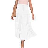 Women Plearws Long Maxi Skirts Tiered Ruffle Swing Skirts Summer Beach Boho Skrit