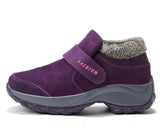 Womens Walking Shoes Winter Warm Fur Lining Ankle Boots Magic Tape Hiking Shoes