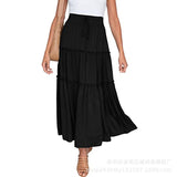 Women Plearws Long Maxi Skirts Tiered Ruffle Swing Skirts Summer Beach Boho Skrit