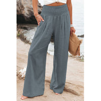 Womens Loose Fit Casual Pants Elastic Waist Yoga Summer Beach Pants with Pockets