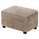 Dustproof Stretch Velvet Ottoman Slipcover Elastic Rectangle Footstools Covers Removable Soft Foot Stool Furniture Protector for Living Room, Bedroom