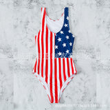 Women 4th Of July Swimming Suit Tummy Control Backless One Piece Swimsuit Independence Day Padded Swimwear Scoop Neck Hot Spring Beach
