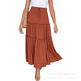 Women Plearws Long Maxi Skirts Tiered Ruffle Swing Skirts Summer Beach Boho Skrit