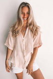 Women Loose Solid Color Tee Shirt Ladies Basic T-shirt Short Sleeve Vacation Roll Casual Blouse