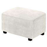 Dustproof Stretch Velvet Ottoman Slipcover Elastic Rectangle Footstools Covers Removable Soft Foot Stool Furniture Protector for Living Room, Bedroom