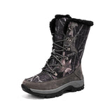 Mens Winter Snow Boots Camouflage Keep Warm Lace Up Outdoor Hiking Mid Calf Booties Anti Slip