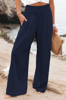 Womens Loose Fit Casual Pants Elastic Waist Yoga Summer Beach Pants with Pockets