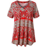 Women's Plus Size V-Neck Tops Casual Short Sleeve T-Shirt Blouse Pullover Tunic