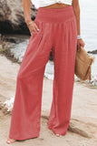 Womens Loose Fit Casual Pants Elastic Waist Yoga Summer Beach Pants with Pockets