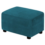Dustproof Stretch Velvet Ottoman Slipcover Elastic Rectangle Footstools Covers Removable Soft Foot Stool Furniture Protector for Living Room, Bedroom