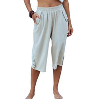 Women Yoga Capris Pants Button Straight Leg Loose Comfy Lounge Pants