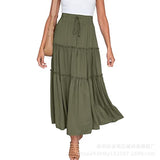 Women Plearws Long Maxi Skirts Tiered Ruffle Swing Skirts Summer Beach Boho Skrit