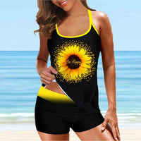 S-XL Women 2 Piece Tankini Swimsuit Set With Push Up Bra Padded Swimwear Beachwear Bathing Suit With High Waist Boyshorts