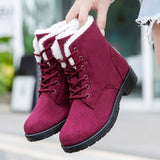 Women's Snow Boots Winter Ankle Boots Lace Up Cotton Warm Fur Lined Anti-Slip Platform Booties Outdoor