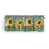 2 Piece Sunflower Printed Short Window Curtain Slot Top Cafe Tier Rod Pocket Kitchen Scarf Bathroom Valance