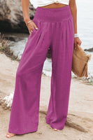 Womens Loose Fit Casual Pants Elastic Waist Yoga Summer Beach Pants with Pockets