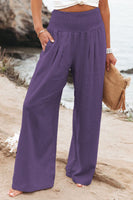 Womens Loose Fit Casual Pants Elastic Waist Yoga Summer Beach Pants with Pockets